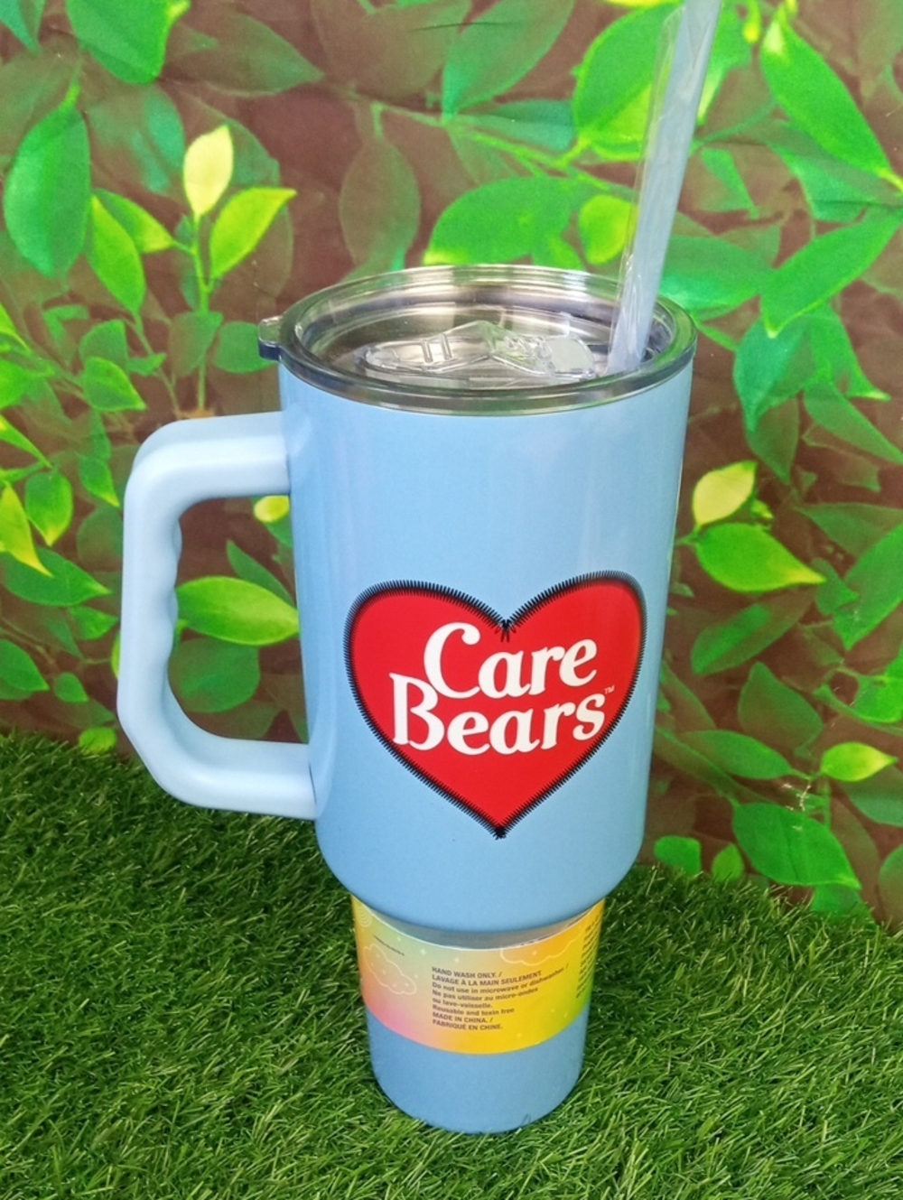 🏠 Care Bears Grumpy Bear "Like I Care" Blue Travel Mug with Straw - Picture 4 of 7